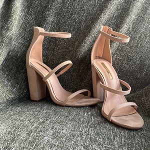 Strappy Nude Block Heels from Lola Shoetique